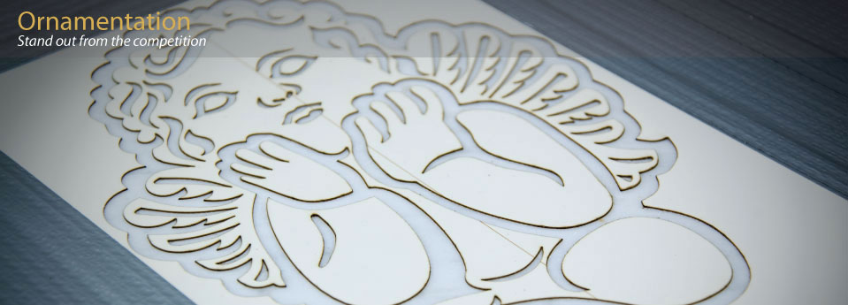 On Reflection Laser Cut Sandblasting Stencils - Ornamentation Cherub